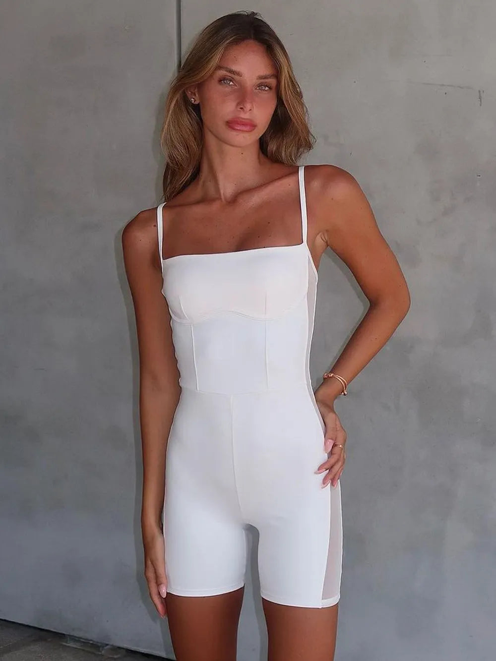 Perfee Square Neck Spaghetti Strap Romper - Korvel