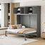 Full Size Murphy Bed Wall Bed with Top Cabinets,Gray - Korvel