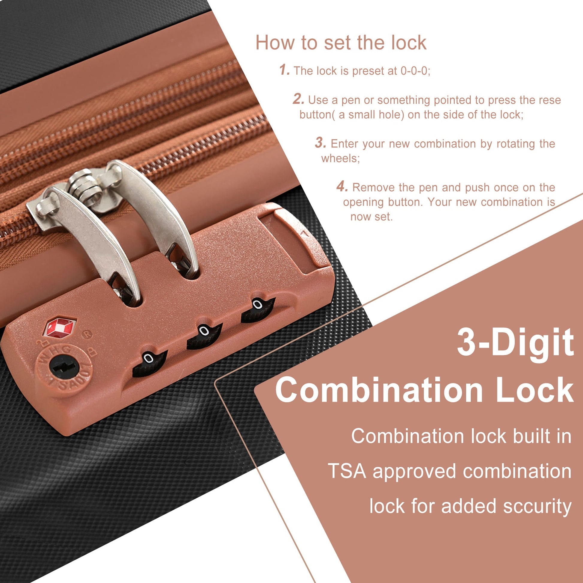 Hardshell Luggage Spinner Suitcase with TSA Lock Lightweight Expandable 24'' (Single Luggage) Black Brown + ABS + 24 Inch - Korvel