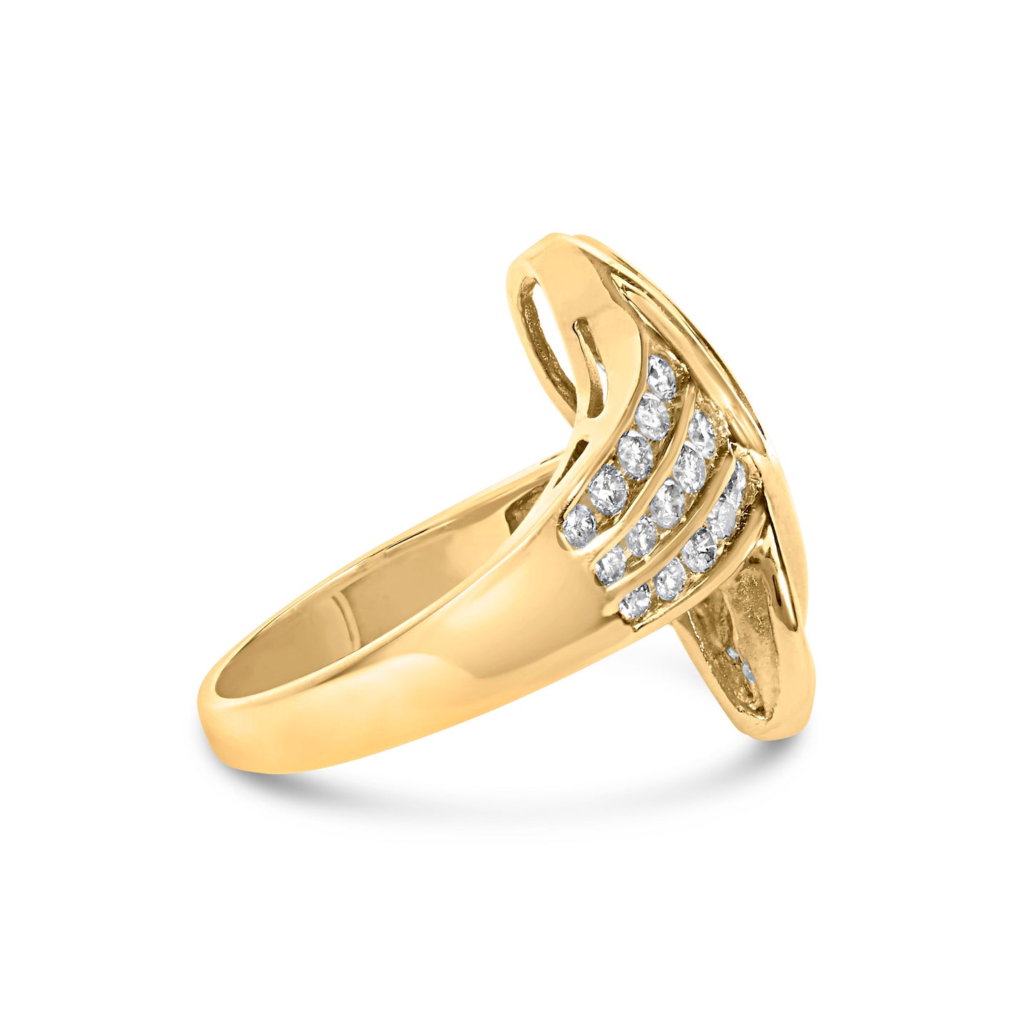 Anillo de cóctel con diamantes en canal de oro amarillo de 14K - Talla 7