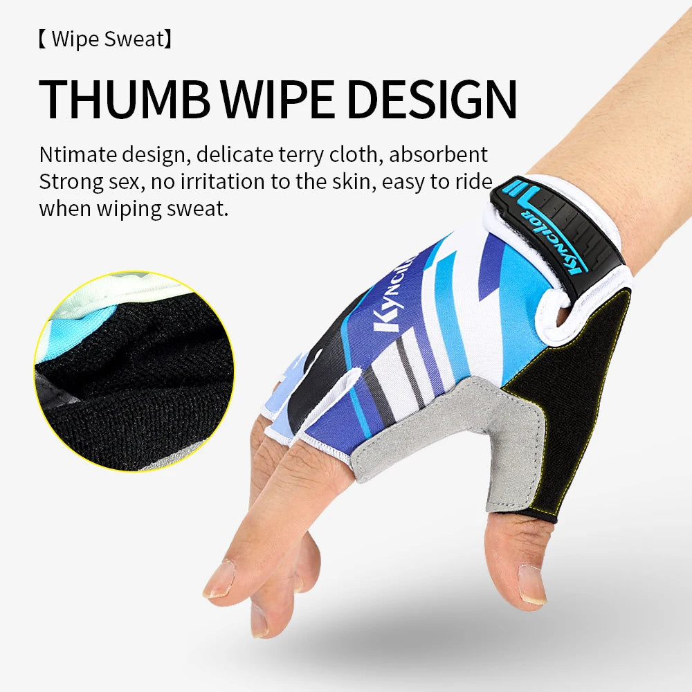 Outdoor cycling half finger gloves men's and women's sports fitness breathable Lycra short finger cycling gloves - Korvel