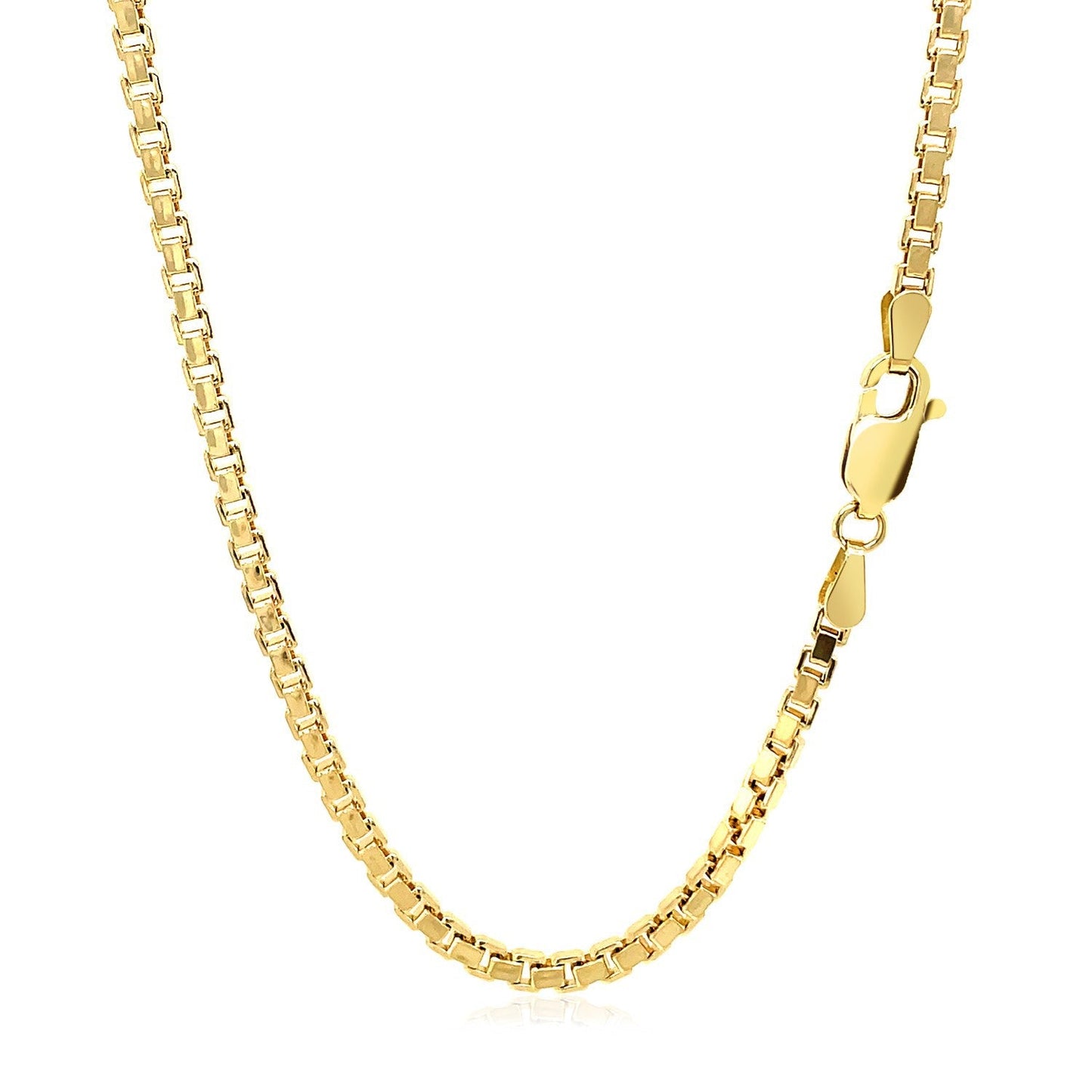 Cadena de caja semi sólida de 2.5 mm en oro amarillo de 14k