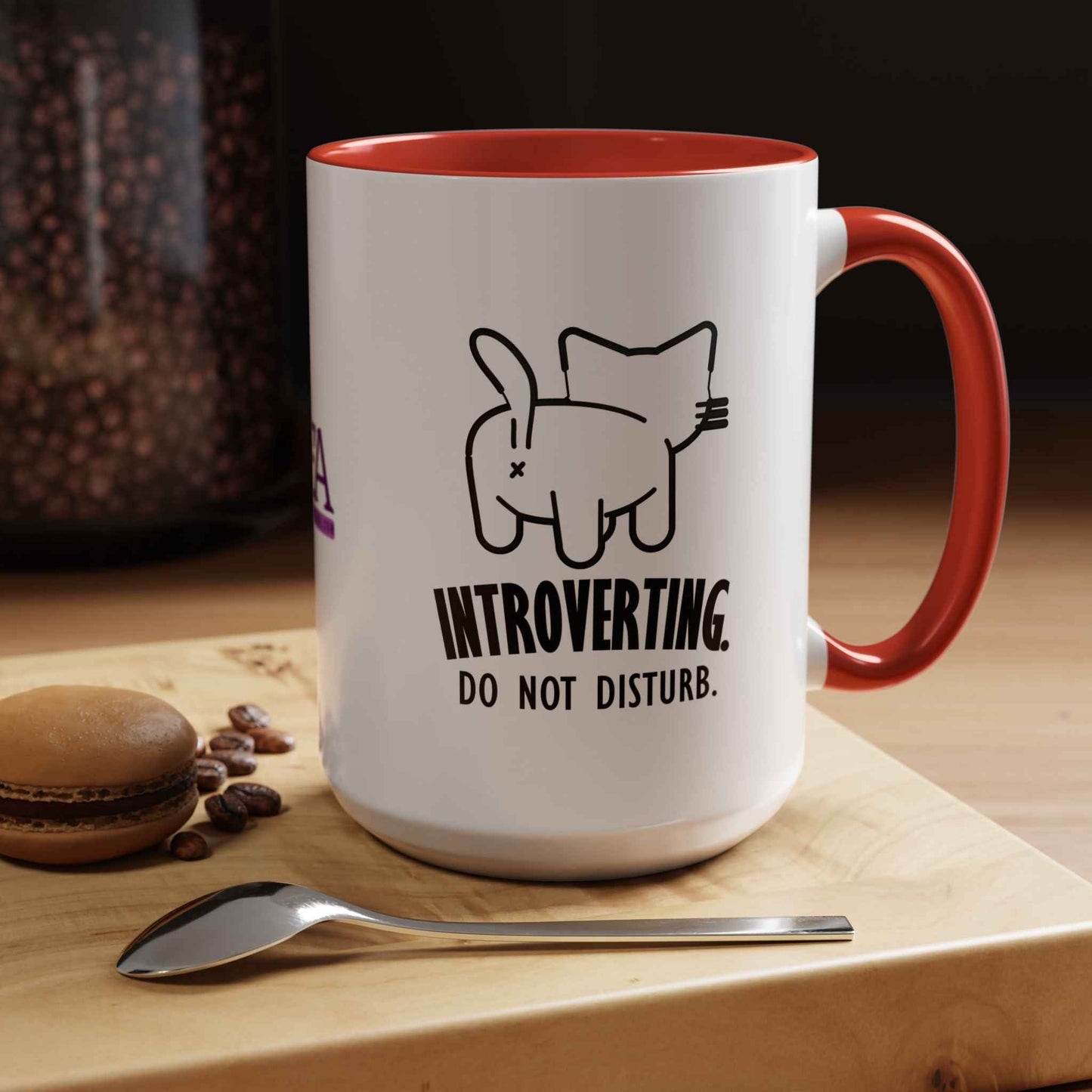 Introvertido. No molestar. Taza de café de gato en dos tonos