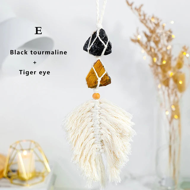 Pendentif attrape-rêves en améthyste fait main pour la décoration intérieure