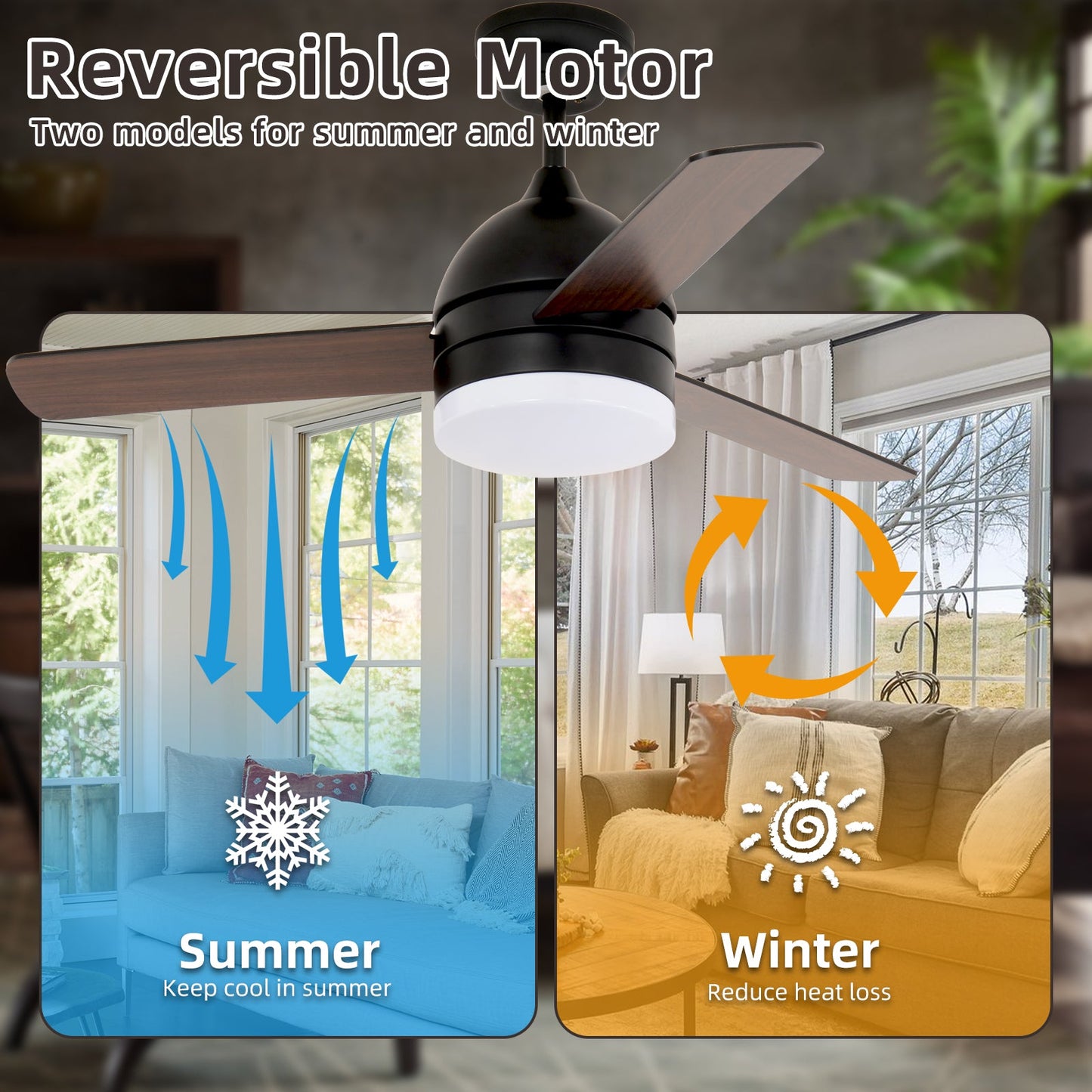 Ventilador de Techo de Palas Rectas Minimalista de 48 Pulgadas