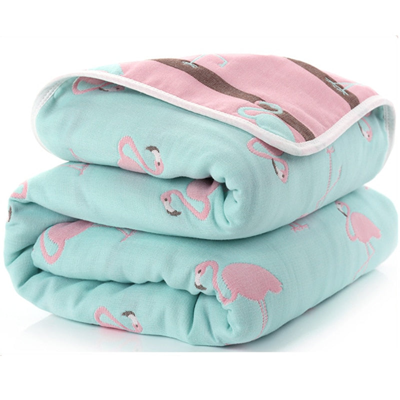 Premium Muslin Cotton Baby Receiving Blanket - 6 Layers Thick
