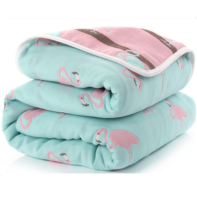 Premium Muslin Cotton Baby Receiving Blanket - 6 Layers Thick