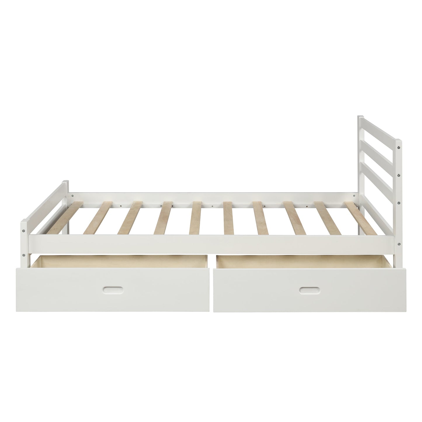 Wood platform bed with two drawers twin (white) - Korvel