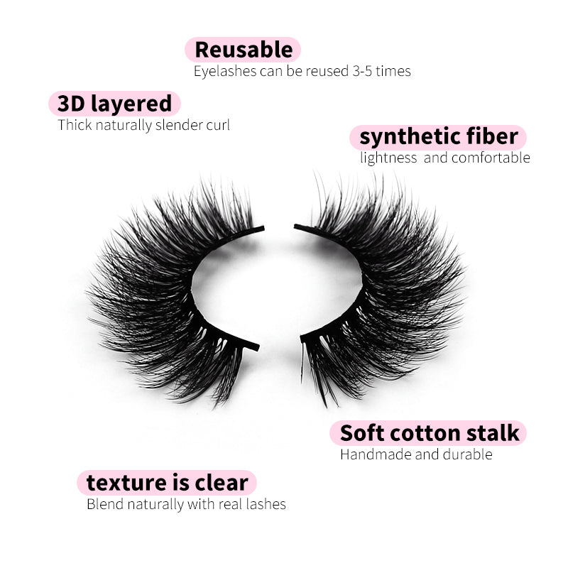 10 Pairs Of Messy Thick Imitation Mink Hair False Eyelashes 3D Stereo Realistic European And American Fried Hair False Eyelashes - Korvel