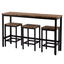 TOPMAX Counter Height Extra Long Dining Table Set with 3 Stools Pub Kitchen Set Side Table with Footrest Brown - Korvel