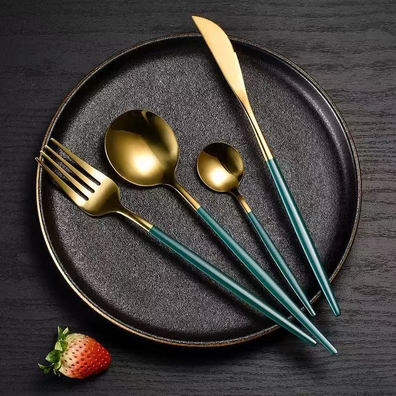 Premium Stainless Steel Cutlery Set with Gold Spray Finish