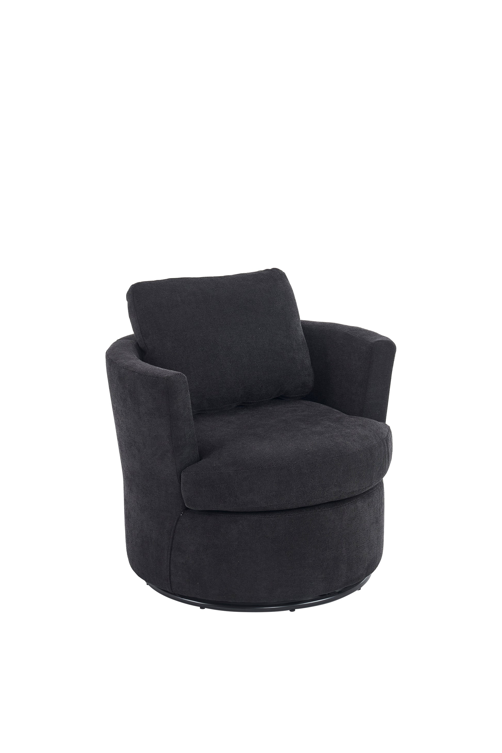 Rotating bucket chair living room comfortable circular sofa chair 360 degree rotating bucket chair armchair (black) - Korvel