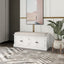 TREXM Storage Bench with Adjustable Doors and Padded Shoe Stand