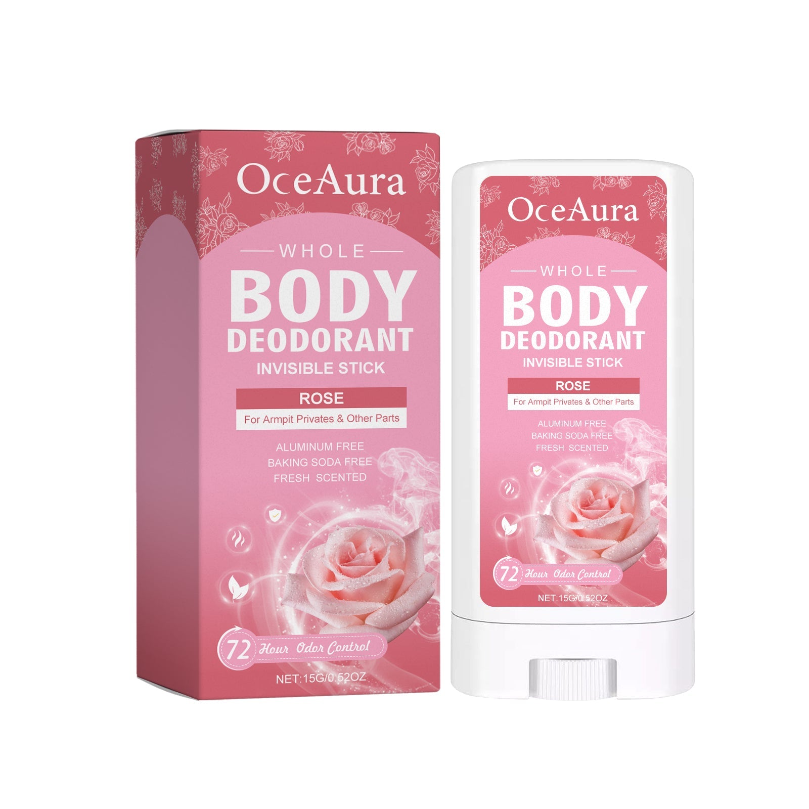 Whole Body Deodorant, Rose Fragrance Naturally Refreshing Lighten Underarm Odor Lasting Fragrance - Korvel