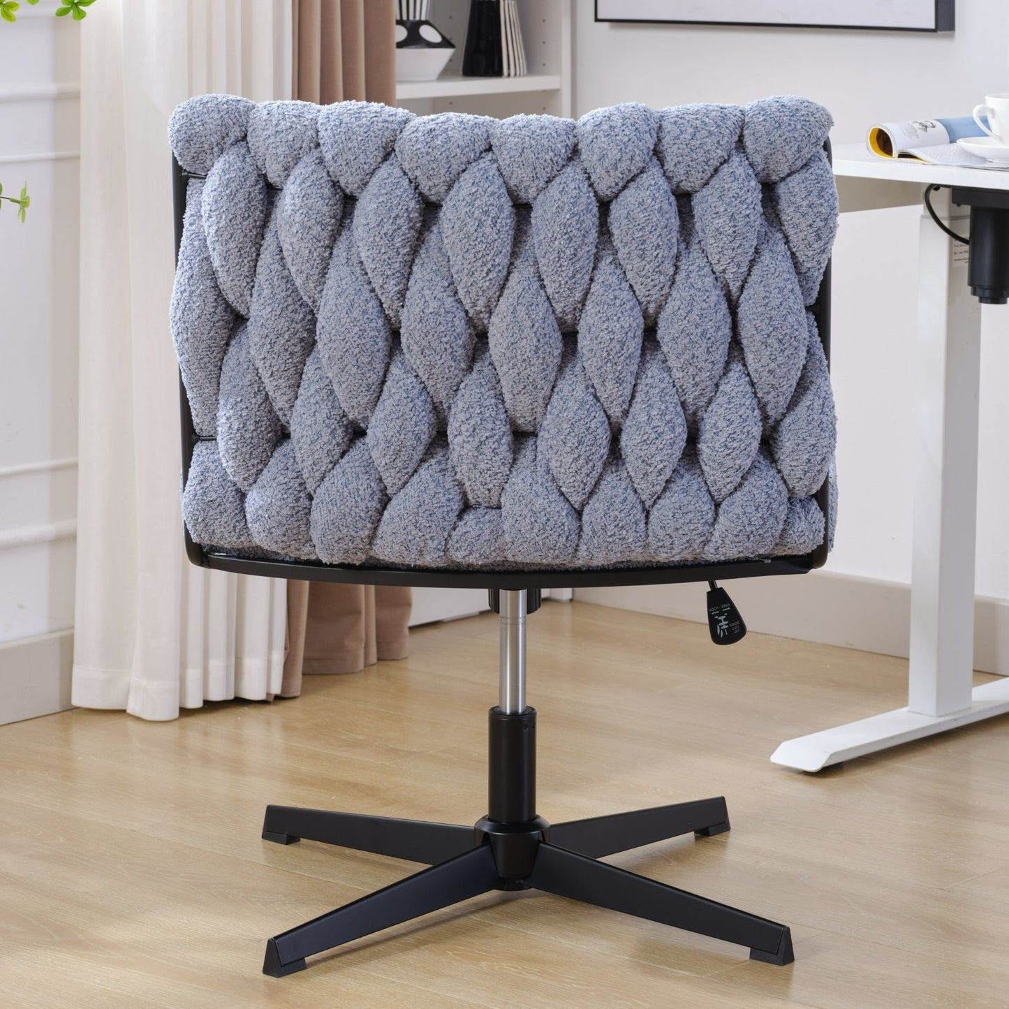 Armless Office Desk Chair No Wheels BLUE - Korvel