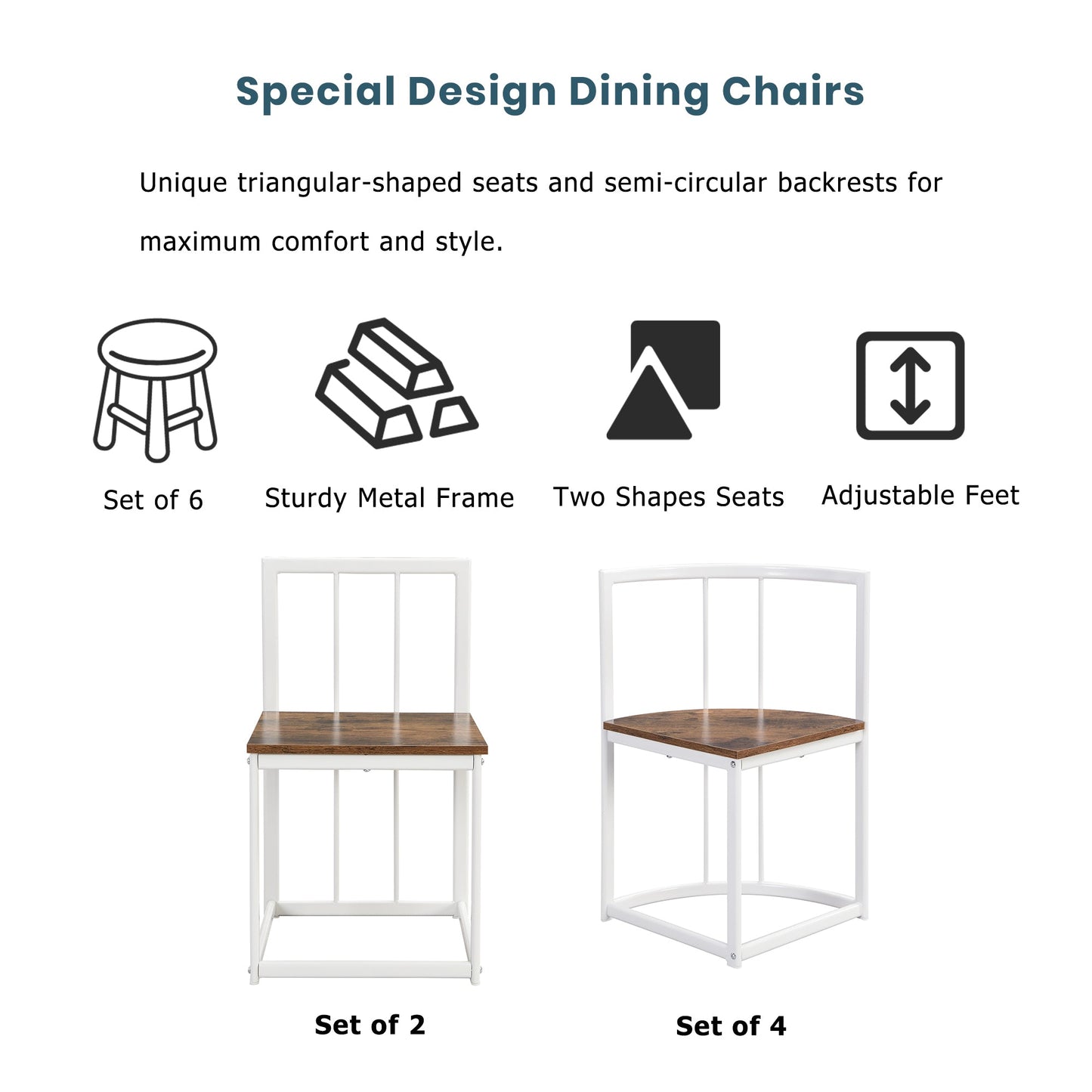 TOPMAX Modern 7-Piece Dining Table Set with Faux Marble Compact 55Inch Kitchen Table Set for 6  White+Cherry - Korvel