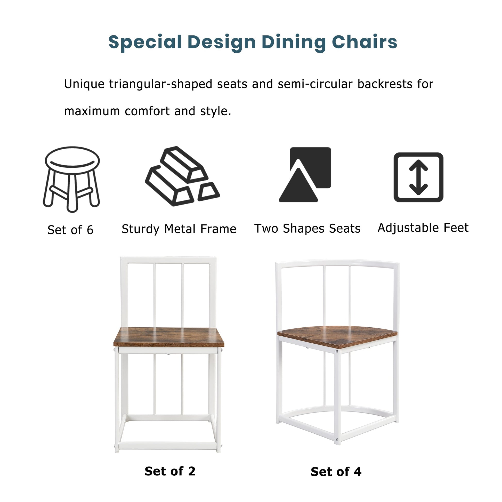 TOPMAX Modern 7-Piece Dining Table Set with Faux Marble Compact 55Inch Kitchen Table Set for 6  White+Cherry - Korvel