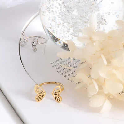 Titanium Steel Butterfly Open Ring - Korvel