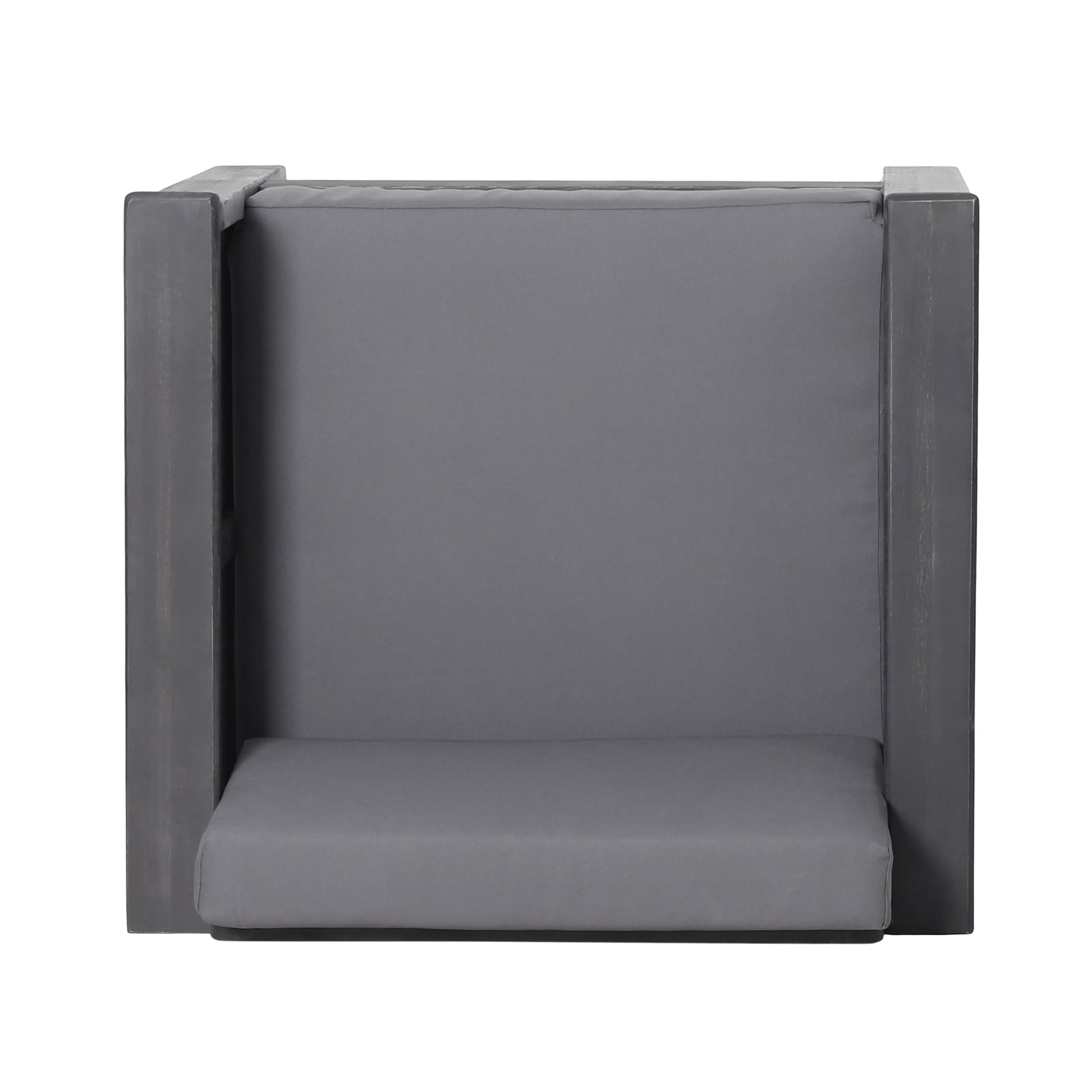 Outdoor Acacia Wood Club Chairs with Cushions, Dark Gray, 27.75"D x 32"W x 27.75"H - Korvel