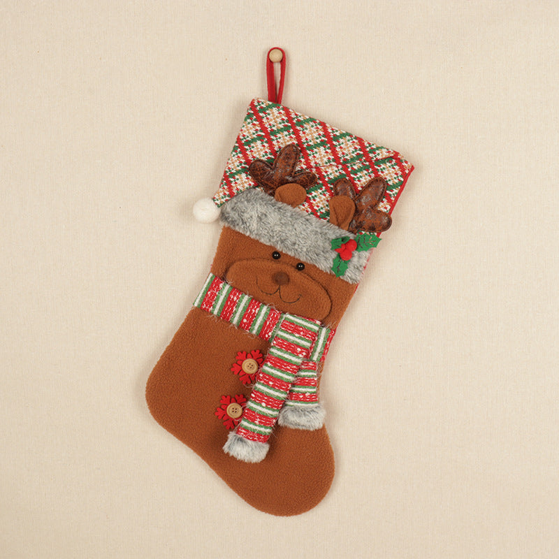 Christmas Stockings Red Santa Claus Snowman Biscuits Deer Gift Bag Christmas Tree Pendant - Korvel