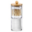 Bamboo cover cotton swab box portable round container cosmetic cotton puff storage box cotton swab makeup remover cotton box - Korvel