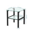 Glass two layer tea table, small round table, bedroom corner table, living room black side table - Korvel
