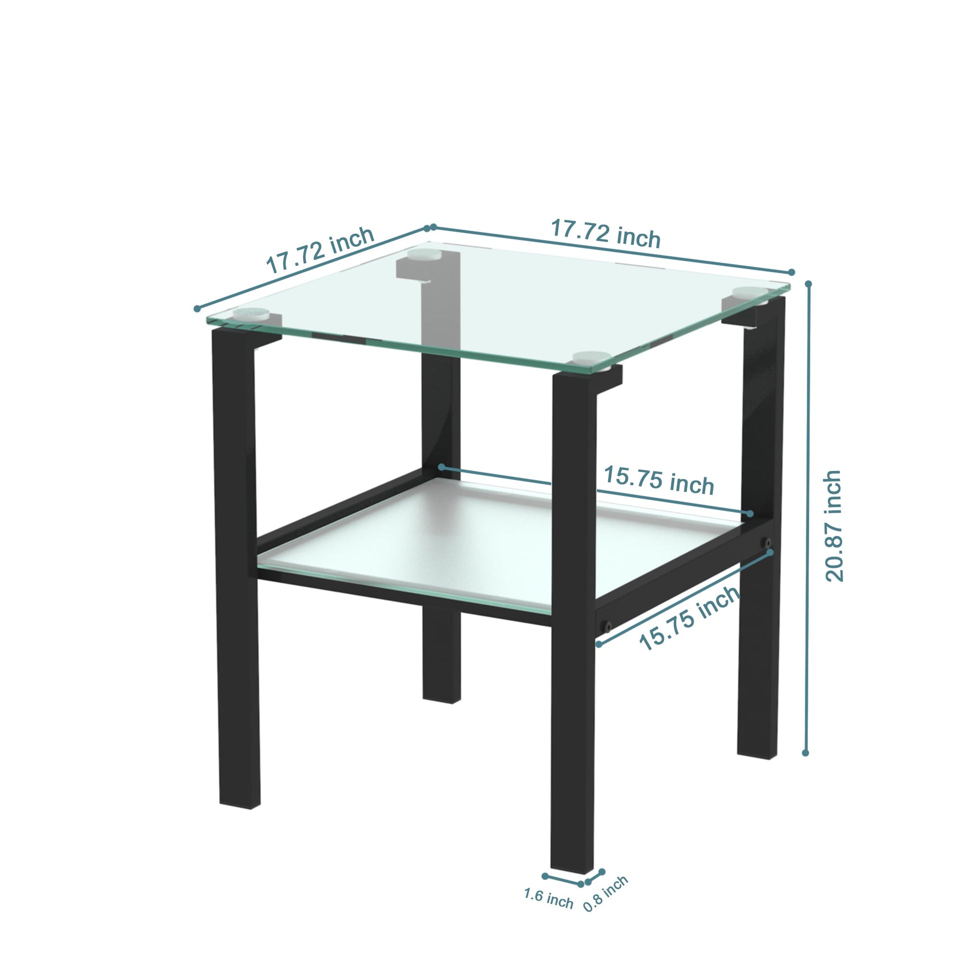 Glass two layer tea table, small round table, bedroom corner table, living room black side table - Korvel