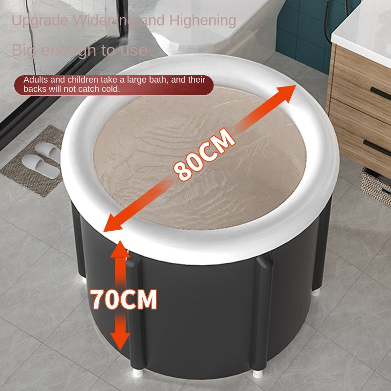 Seau de bain pliable large Black Ice - baignoire SPA rembourrée en PVC