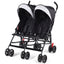 Poussette double pliable ultralégère pour jumeaux - Noir