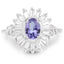 2.01 Carat Genuine Tanzanite and White Topaz Sterling Silver Ring