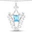 5.68 Carat Genuine Swiss Blue Topaz Pendant in Sterling Silver