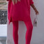 Women's Sports Casual Slit Hooded Sweatshirt Tights Set