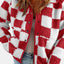 Chaqueta de Teddy de Manga Larga con Botones y Diseño a Cuadros Elegante