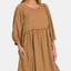 Robe Babydoll en Lin Lavé à Manches Bouffantes Plissées