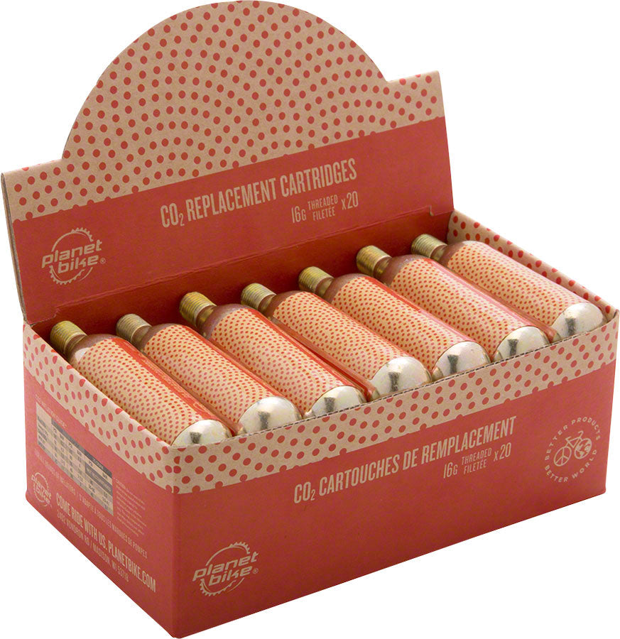 Planet Bike 16g Threaded CO2 Cartridges - Box of 20