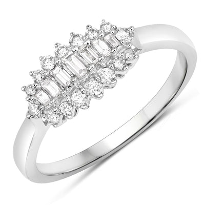 Bague de fiançailles en diamant blanc de 0,37 carat en or blanc 14K