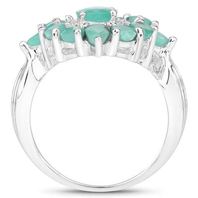 Bague de fiançailles en argent sterling avec émeraude véritable de 2,37 carats
