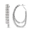 Boucles d'oreilles asymétriques à double anneau en diamant en or blanc 14K