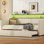 Twin Size Daybed with Trundle, Upholstered Daybed with Charging Station and LED Lights, Beige - Korvel