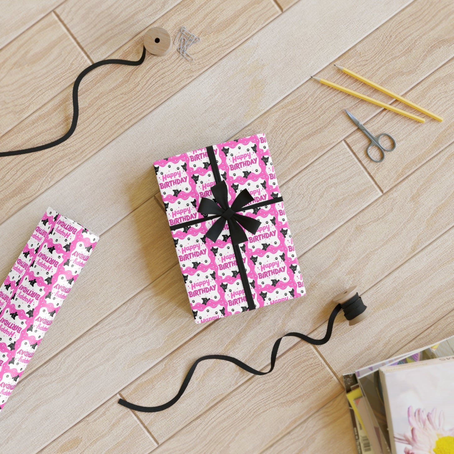 Pink Kitty Birthday Wrapping Paper Roll