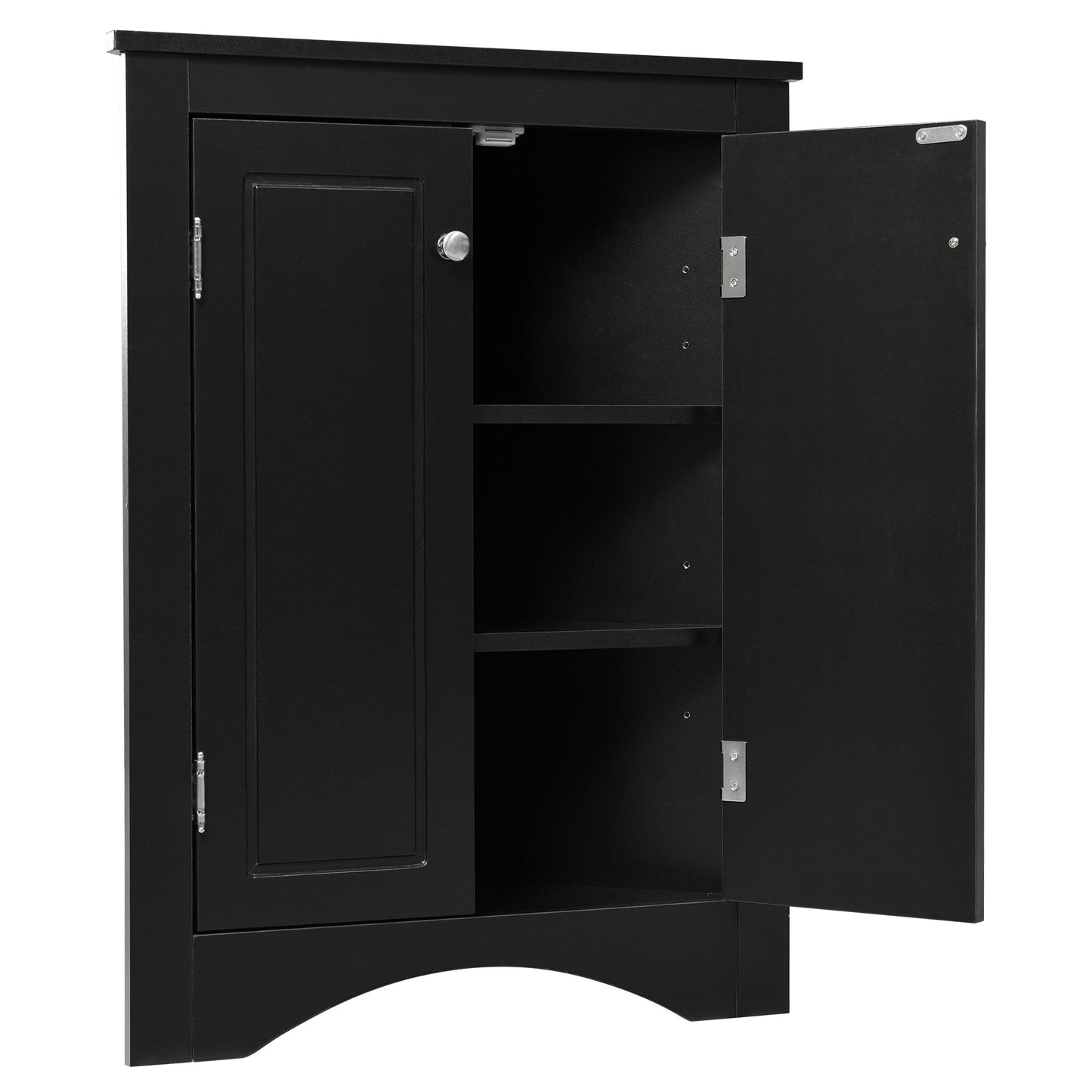 Black Triangle Bathroom Storage Cabinet with Adjustable Shelves
