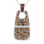 .925 Sterling Silver Brown Enamel Diamond & Sapphire Pendant Necklace