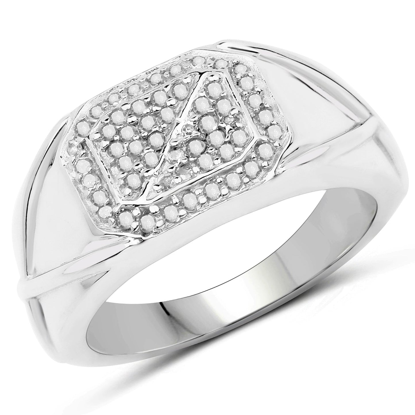 14K White Gold Plated Diamond Cluster Engagement Ring