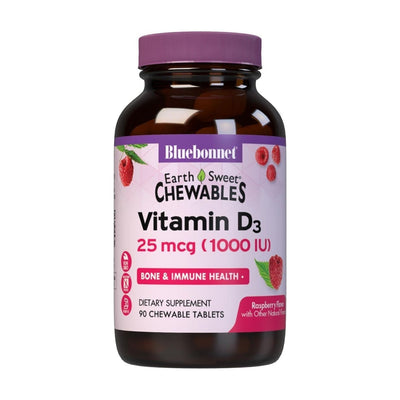 Bluebonnet Earth Sweet Vitamin D3 2000 IU Chewables Framboise