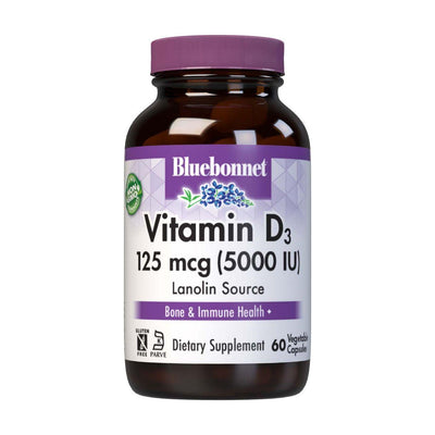 Bluebonnet Vitamine D3 5000 UI - 60 Capsules Végétales