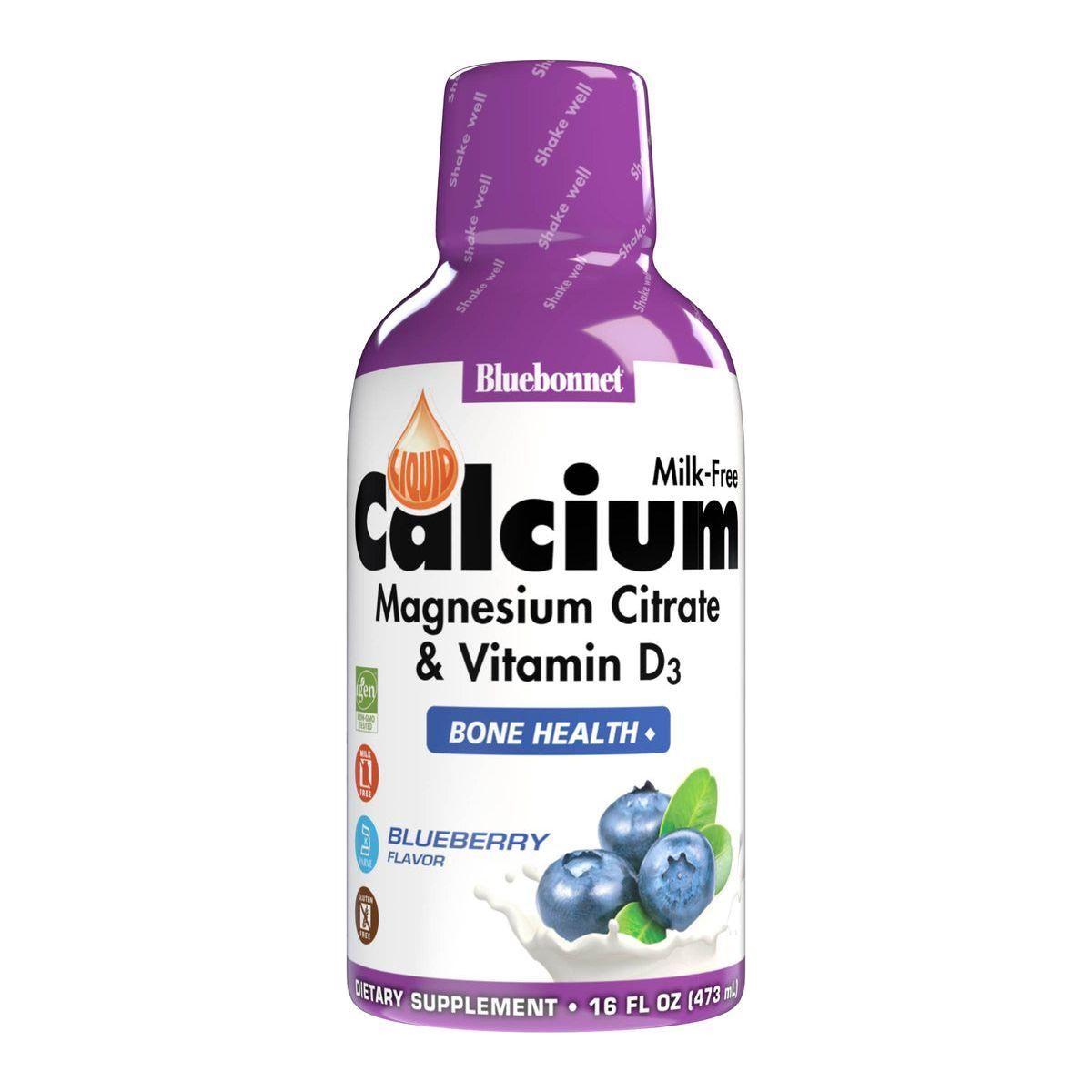 Bluebonnet Kosher Calcium Magnesium Citrate with Vitamin D3 - Strawberry Liquid