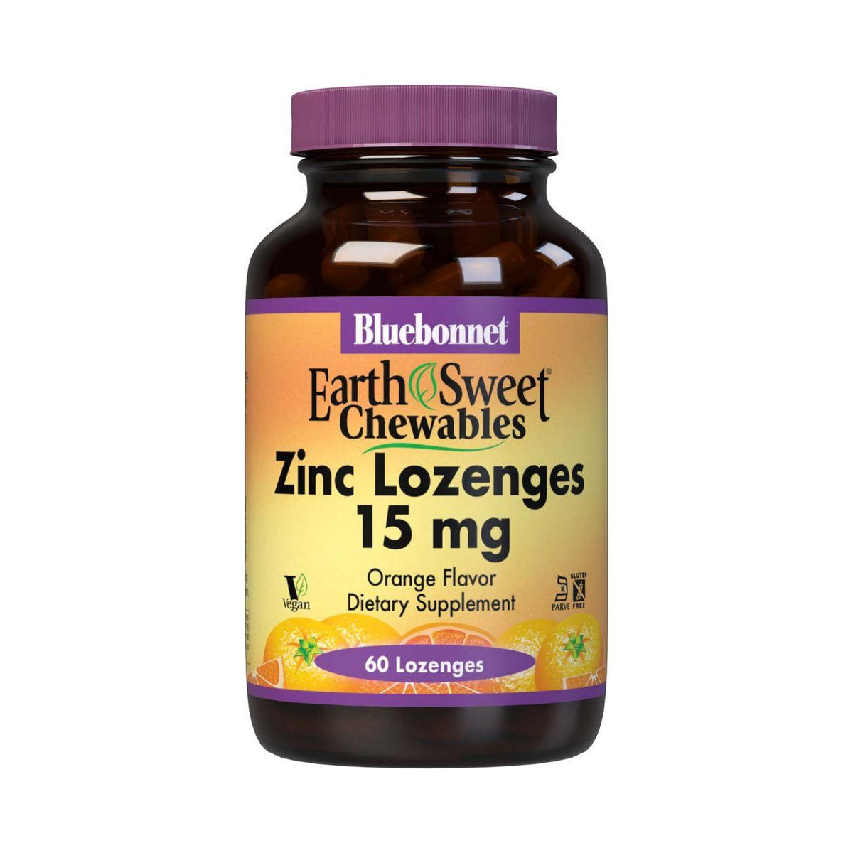 Pastilles de Zinc EarthSweet Bluebonnet - Saveur Orange, 60 Comptes