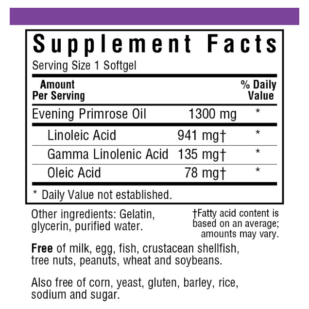 BlueBonnet Evening Primrose Oil Softgels, 1300 mg, 60 Count