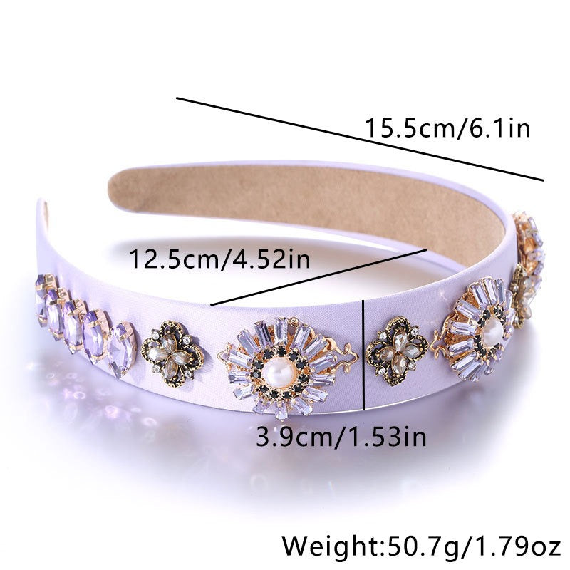 Elegant Baroque Retro Water Diamond Pearl Hair Hoop