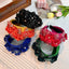Solid color fabric flower oversized wide edged crystal headband - Korvel